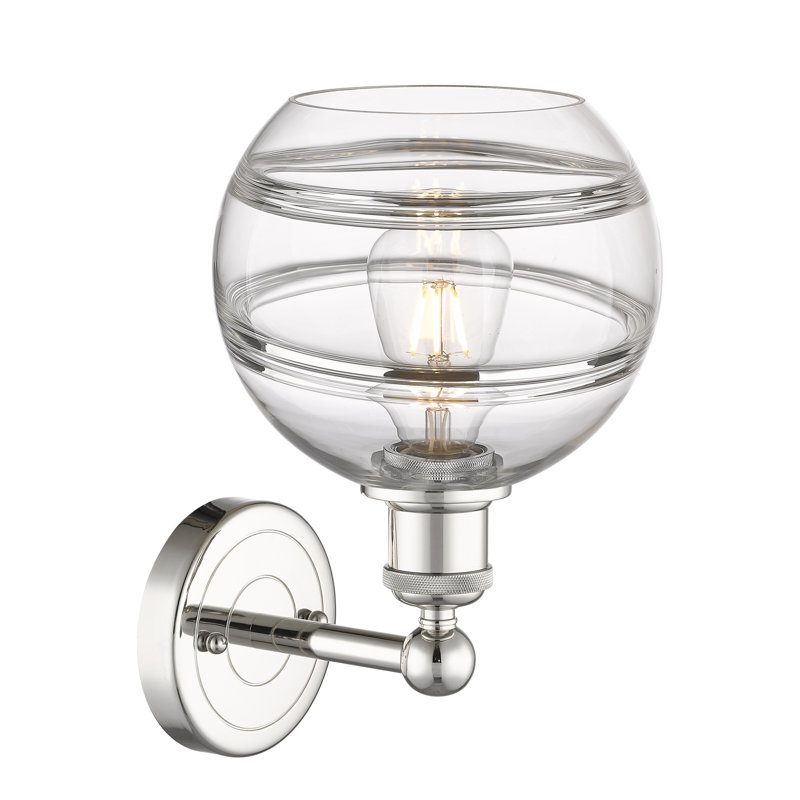 Applique murale 8 lumières Edison Bienes, Transparent, H 12,13 po x l 8 po x P 8,5 po, Nickel poli