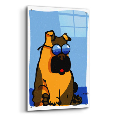 Wildon Home® 'Cool Dog Blue' By Irena Orlov, Acrylic Glass Wall Art
