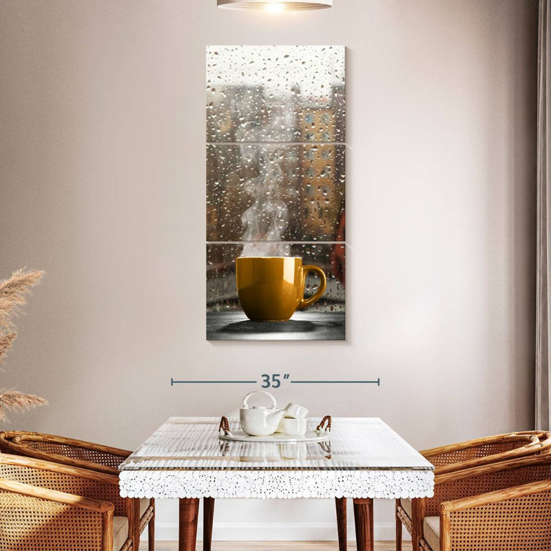 «Morning Cup Of Coffee On Canvas», ensemble de 3 pièces, H 52 po x l 24 po x P 1,25 po