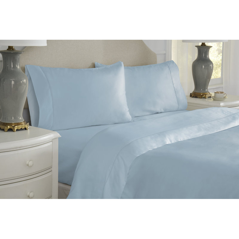Pointehaven 525 Thread Count 100% Long Staple Cotton Deep Pocket Sheet Set, California King, Blue