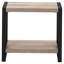 Table d'appoint, côté, bout, étroit, petit, 2 niveaux, stratifié brun, métal noir, contemporain, moderne-2072617110