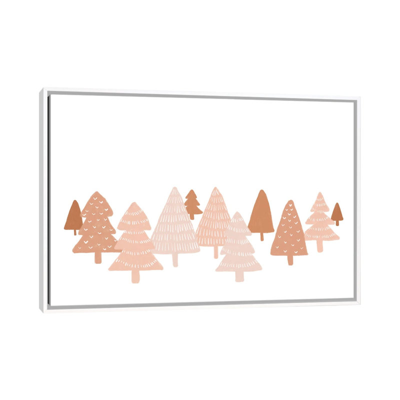 "Blush Winter Trees" par Orara studio, reproduction d’art, H 18 po x l 26 po x P 1,5 po, Toile blanche encadrée, Pas de tapis