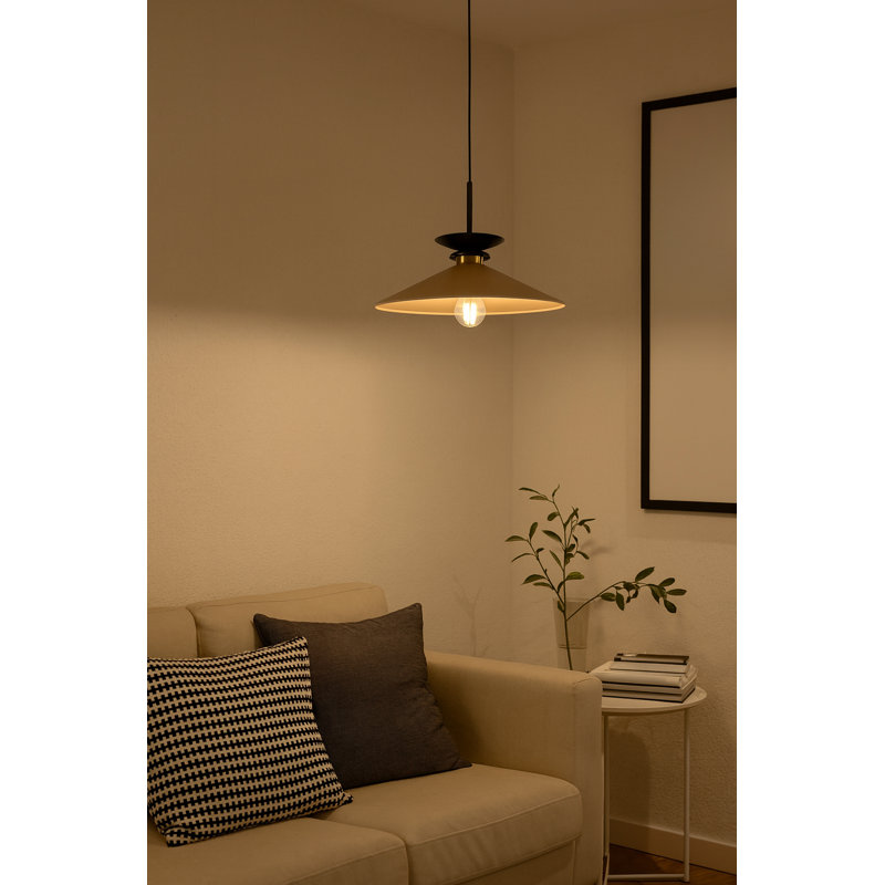 1 - Light Matte Black Dome Pendant, Latte