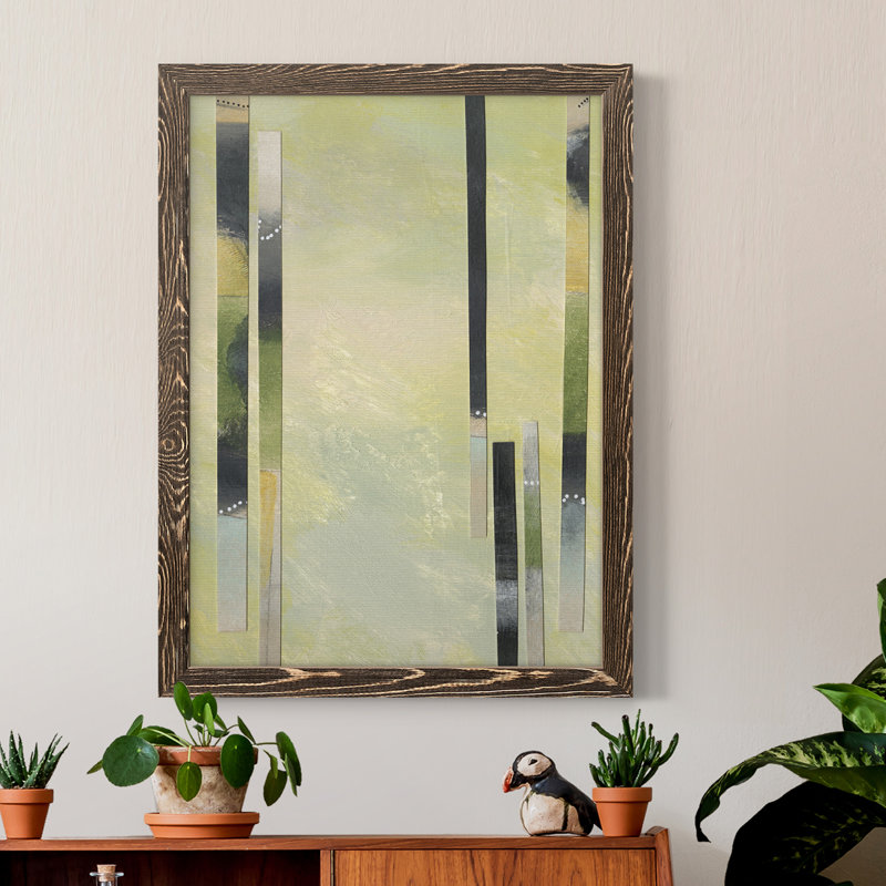 «Neutral Assemblage IV», toile encadrée de qualité supérieure - prête à être accrochée, Encadré de bois de noyer