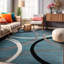 Tapis bleu / gris / noir à motif abstrait Tolchester-97673303