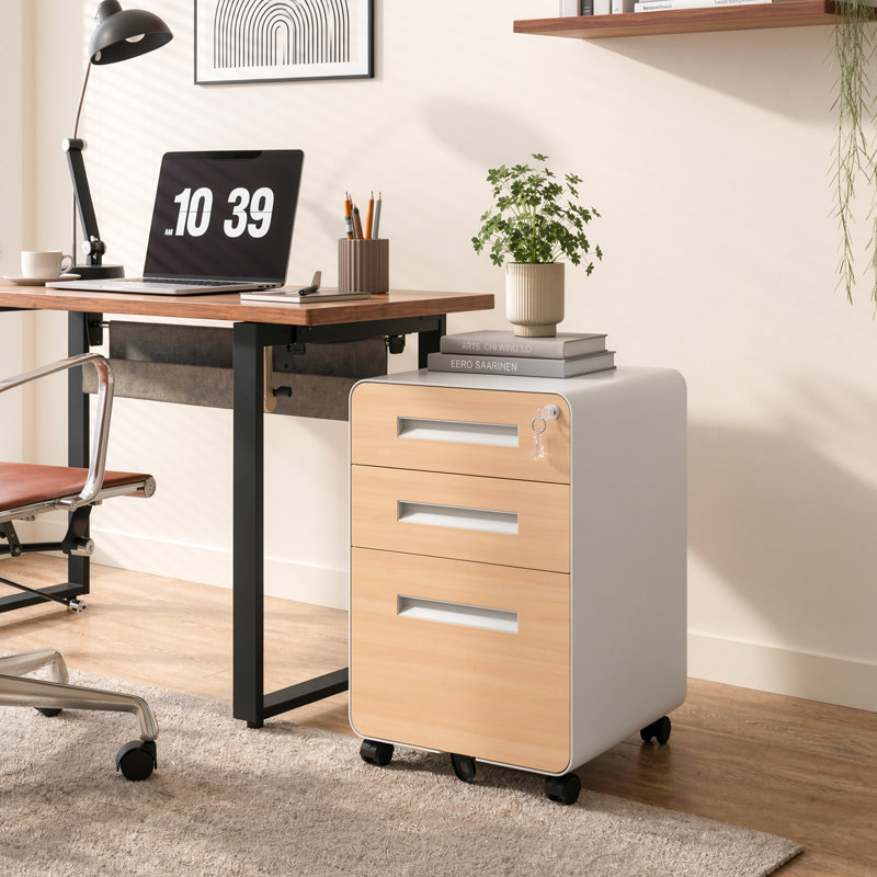 Classeur mobile vertical en métal à 3 tiroirs avec serrure, entièrement assemblé, format légal/lettre, rangement sous bureau.