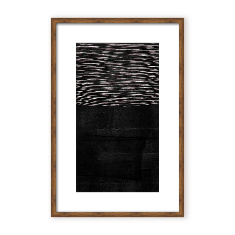 Abstract Blackened Line by  - Picture Frame Painting on Paper, 24" H x 16" W x 1.125" D, Framed Matted Print, Black