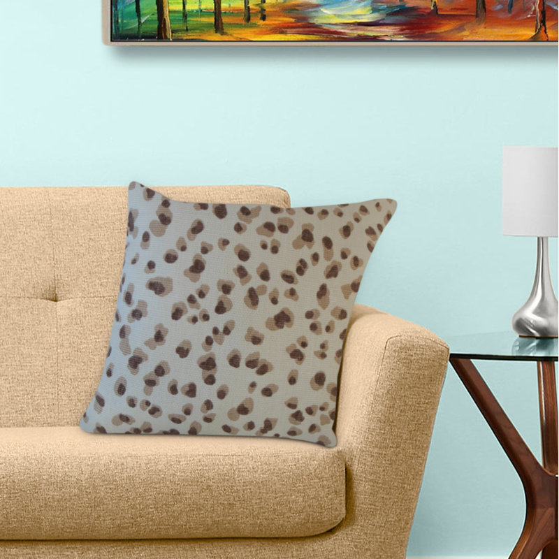 Oreiller en coton Ijlal, 18 po x 18 po, Bleu / blanc, Coussin décoratif