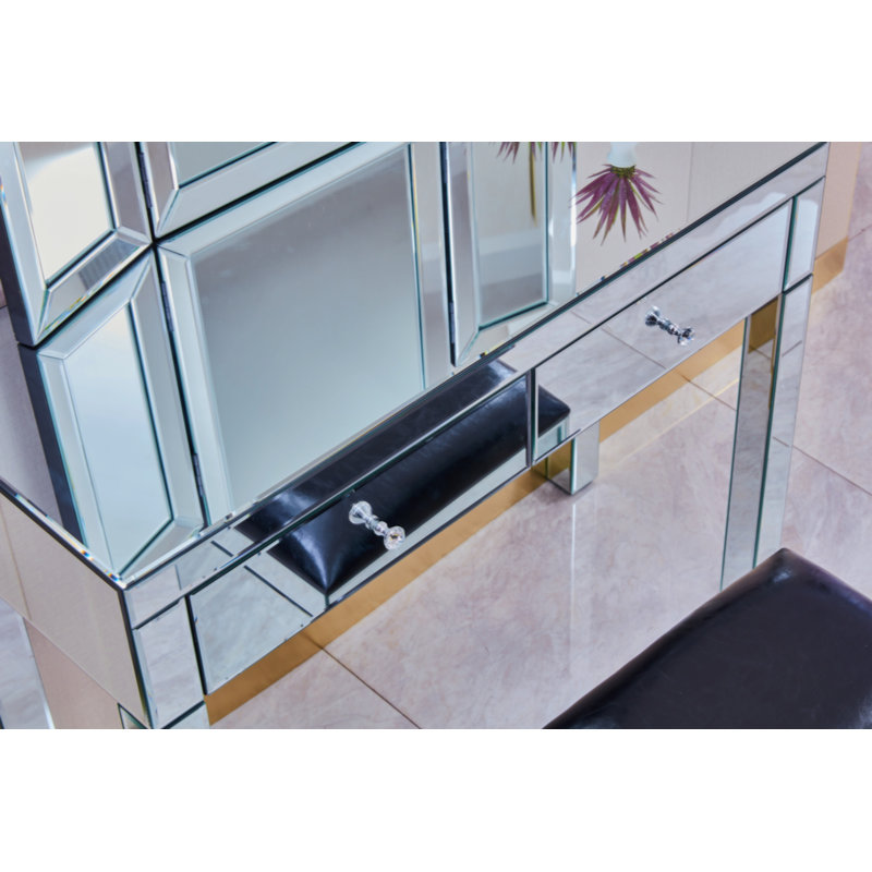 Mirror Desktop Dressing Table, 2 Drawer Dressing Table, Suitable For Female Girl Home Offices