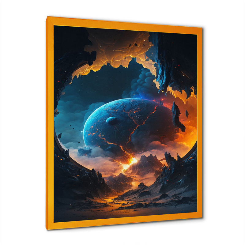 Planète fusion profonde I - reproduction sur toile, Impression dorée sur toile encadrée, H 40 po x l 30 po x P 1,5 po