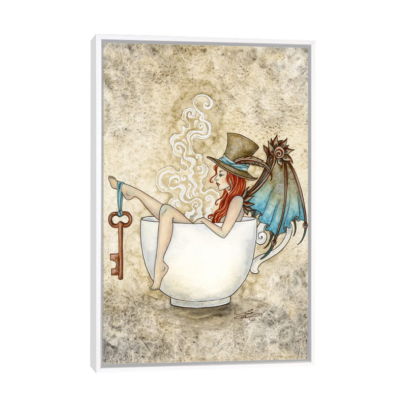 Steam Bath, White Floater Framed Canvas, 26" H x 18" W x 1.5" D, No Mat