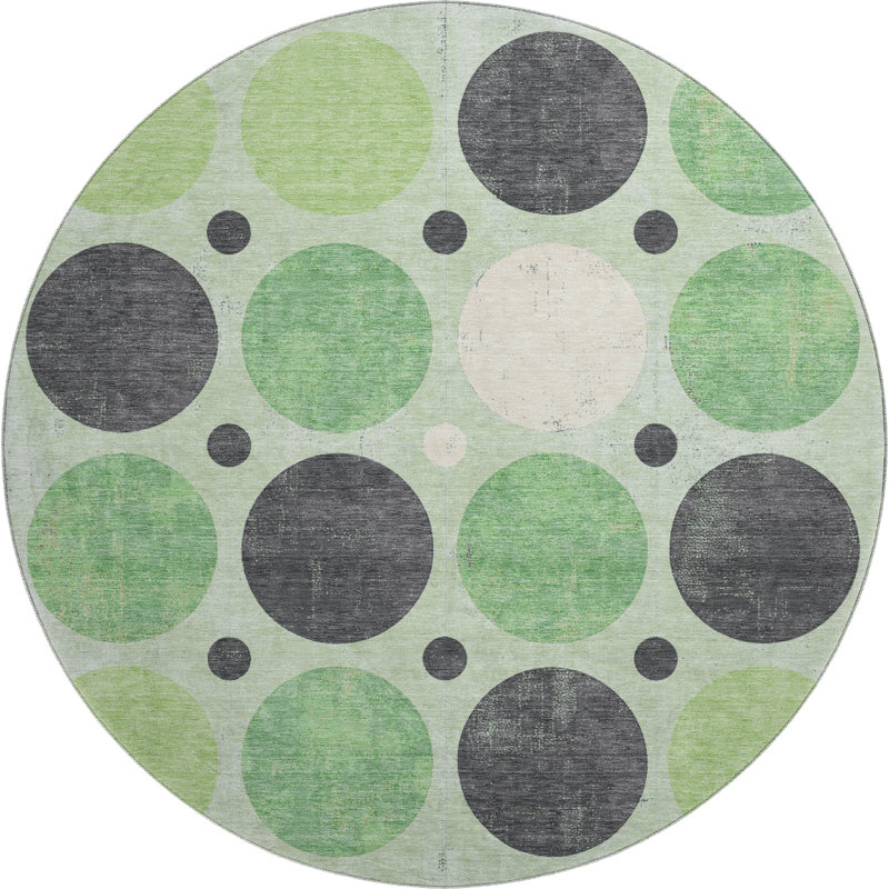 Premium Machine Washable Mayfield AMF1949 Geometric Rug, Round 8'