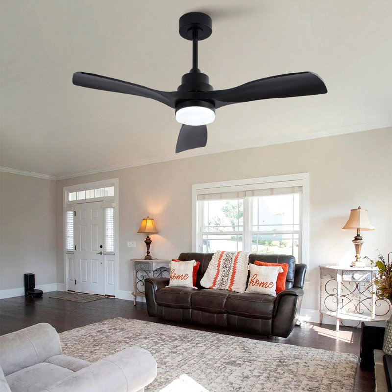 Hot Ventilateurs de plafond de 42 pouces avec lumières et télécommande, ventilateur de plafond noir pour patio avec lumière 3 pales Ventilateur de plafond moderne réversible silencieux, moteur à courant continu pour ferme