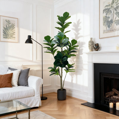 6FT Fiddle Leaf Fig Artificial Tree with Planter Pot,Faux Floor Plant, Indoor and Outdoor Fake Plants for Home Office Decor