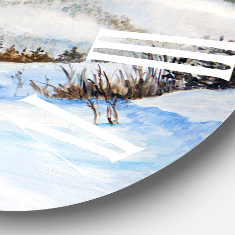 Paysage d'hiver avec montagnes enneigées - Horloge murale traditionnelle, Grand