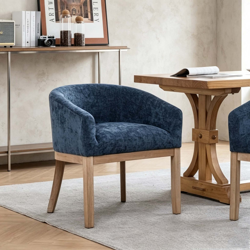 Modern Upholstered Barrel Dining Chairs, Blue