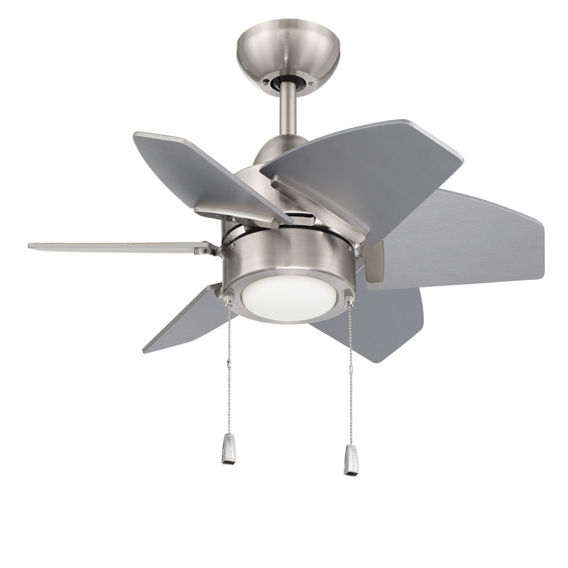 24'' Ceiling Fan with LED Lights, Brushed Polished Nickel