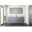 Meuble-lavabo double gris vieilli 72 po X P 22 po D, dessus en marbre de Carrare et ensemble de robinet-117978674