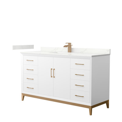 Amici 60'' Free Standing Single Bathroom Vanity with Quartz Top -  Wyndham Collection, WCH818160SWHWQUNSMXX