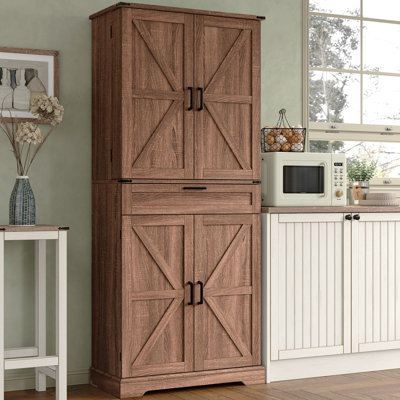 72'' Kitchen Pantry Cabinet, Shelf Storage Cabinet with 8 Door Shelves, 2 CABINETS and 1 Drawer, Modern Storage Cabinet, Freestanding Cupboard for Dining Room, Office, Bedroom