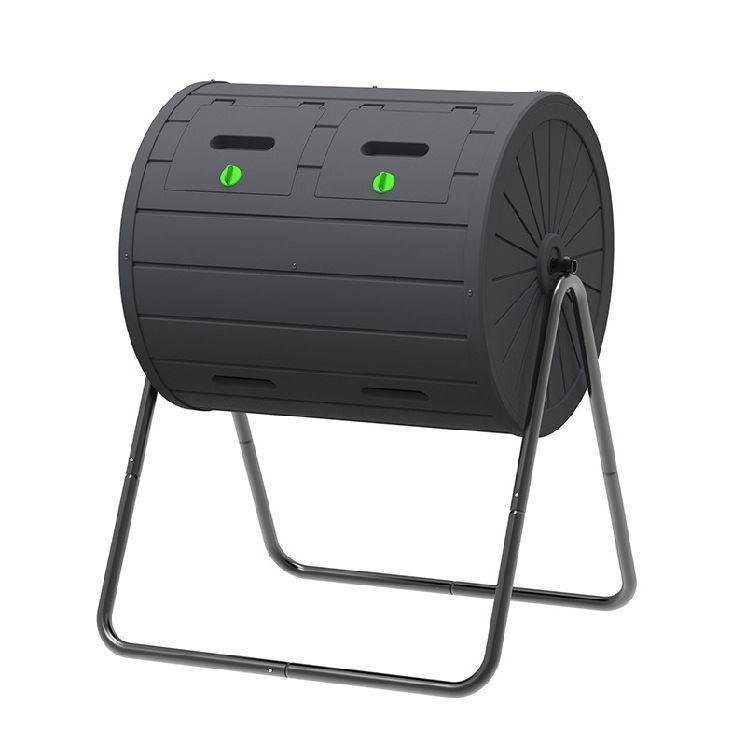 Gobelet à compost roulé noir à une chambre 142L / 37,5gal - L 28,23 ", résine de polypropylène durable, résistant aux rayons UV et aux intempéries, facile à nettoyer et à assembler