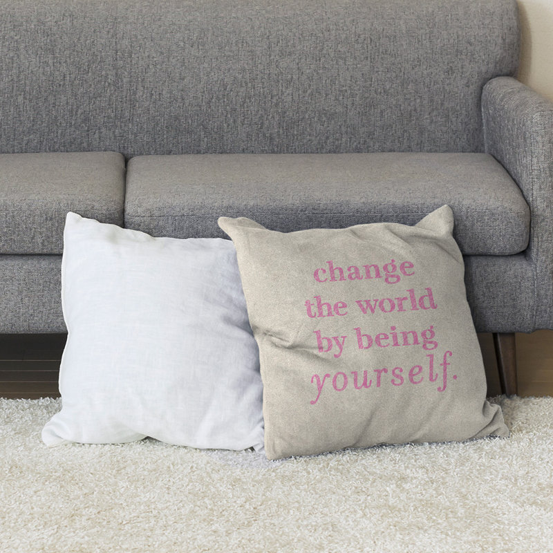 Reversible Throw Pillow, 40" H x 40" W, White/Pink