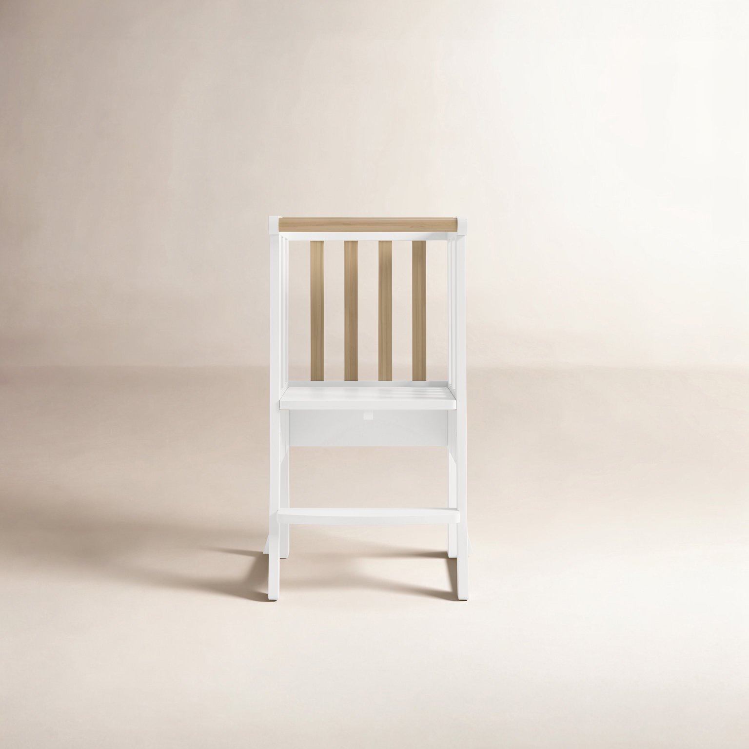 Foldable Step Stool, White/Driftwood