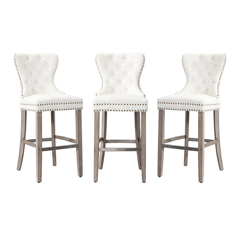 Tabouret de bar et de comptoir Kirsten, Gris, Blanc, Tabouret de bar (siège d'une hauteur de 29 po)