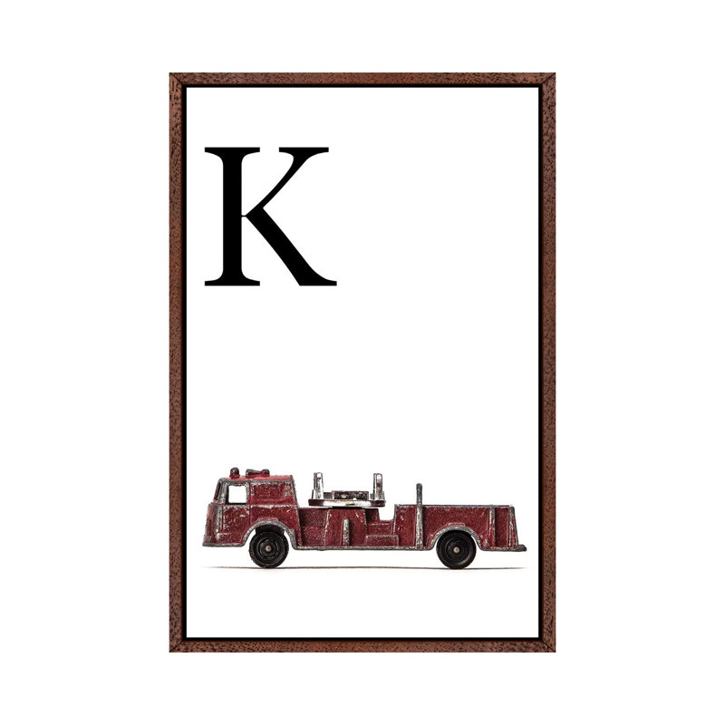 K Fire Engine Letter 1 Piece Wall Art on Canvas, 101.6 cm H x 66.04 cm W, Classic Brown Wood Framed