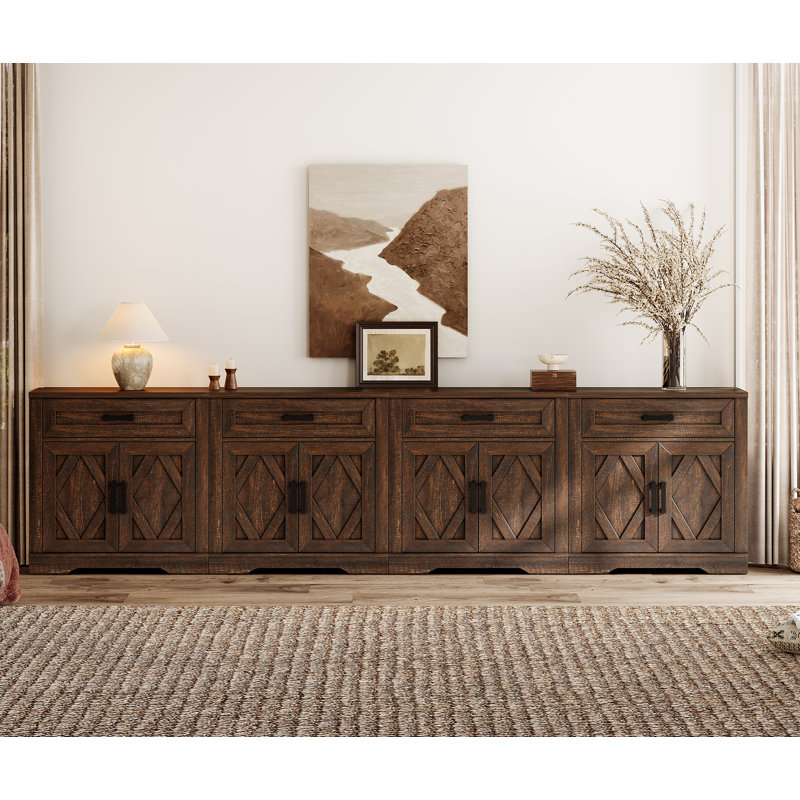 Laziza 126" W 4-in-1 TV Stand, Brown