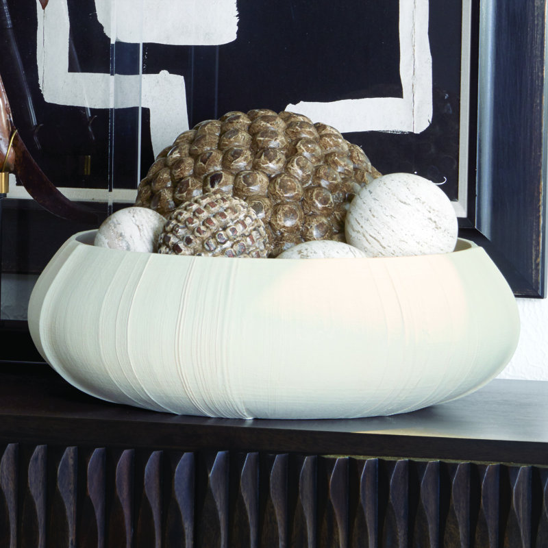 Handcrafted Soft White Porcelain Centerpiece Bowl, 18"