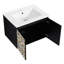 Armoire de salle de bain moderne avec lavabo en céramique et porte à fermeture en douceur. , Noir. Meuble-lavabo élégant