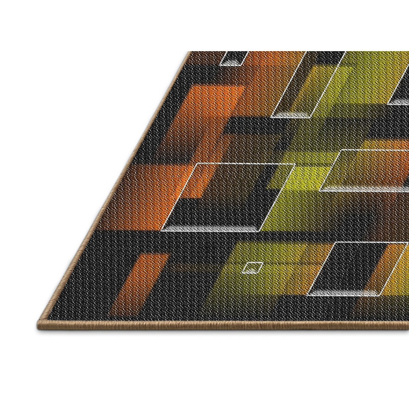 Tapis vert / noir Power Loom, Rectangle 7 pi x 10 pi