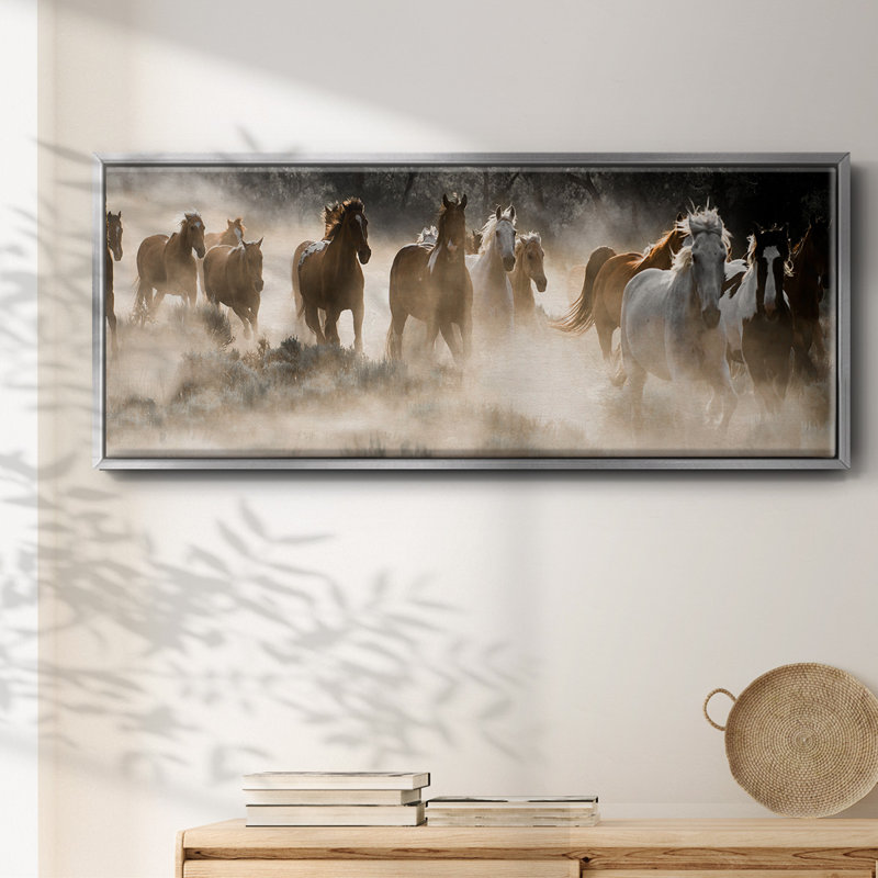 Kickin Up Dust- Framed Canvas, 12" H x 30" W