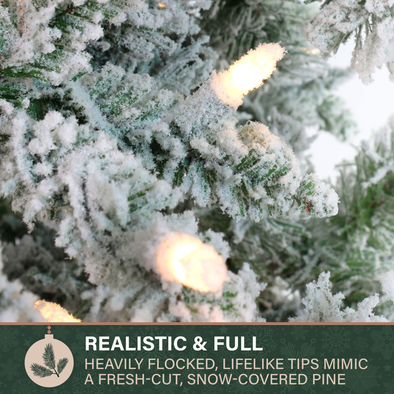Mountain 7.5' White Pine Artificial Christmas Tree with 550 Clear/White Lights, White