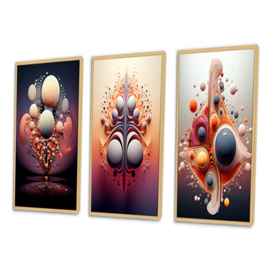 " Multiverse Abstract Geometric Metamorphosis I " 3 - Pieces