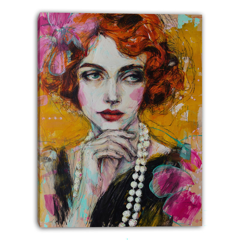 Art mural sur toile tendue Crimson Pearl Muse, L 30 po x H 40 po x P 1,5 po