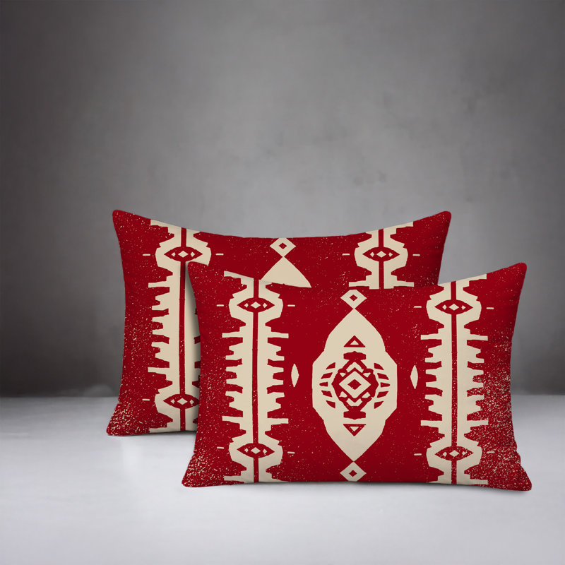 Oreiller réversible intérieur / extérieur Tallu, 20 po x 14 po, Rouge