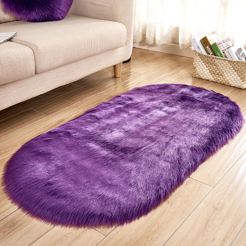 Tapis super doux en fausse peau de mouton pour tapis de chambre à coucher, purple, Rectangle 11.81 " x 9.84 "