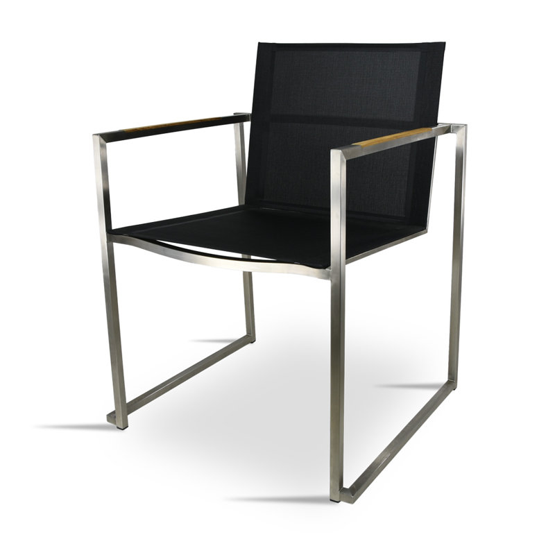 Kristie Patio Dining Armchair with Cushion, Black