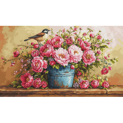 Trousse de broderie au point de croix compté « Bouquet luxuriant de fleurs » de Luca-S B7055L