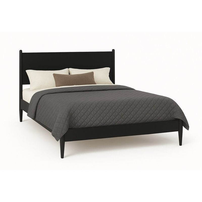 Lit plateforme Mid-Century, Noir, Grand