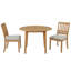 Ensemble de salle à manger pliant rond classique avec 2 chaises rembourrées, table en bois brun clair compacte pour petits espaces