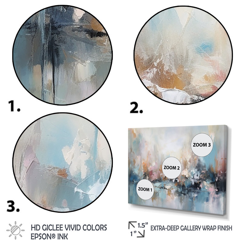 Gris et bleu vagues vives fuild II - Peinture abstraite, art mural, Cadre flottant noir, H 12 po x l 20 po x P 1 po