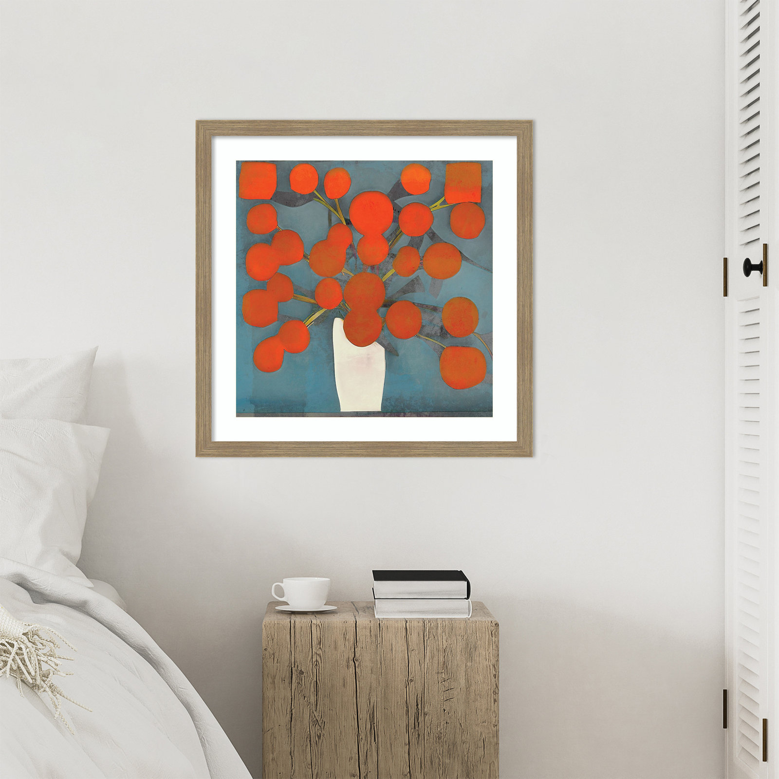 Abstract Orange Flowers Print by Elena Ray, Brown, 26" H x 26" W