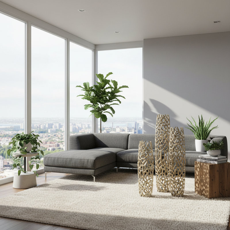 Vase de plancher Babylone Rama, H 47 po x l 6,5 po x P 9 po, Or