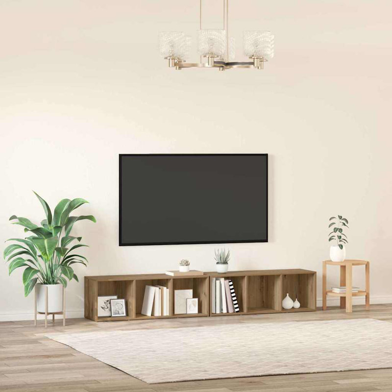 TV Cabinet Set 2 Pcs Engineered Wood, Artisan Oak
