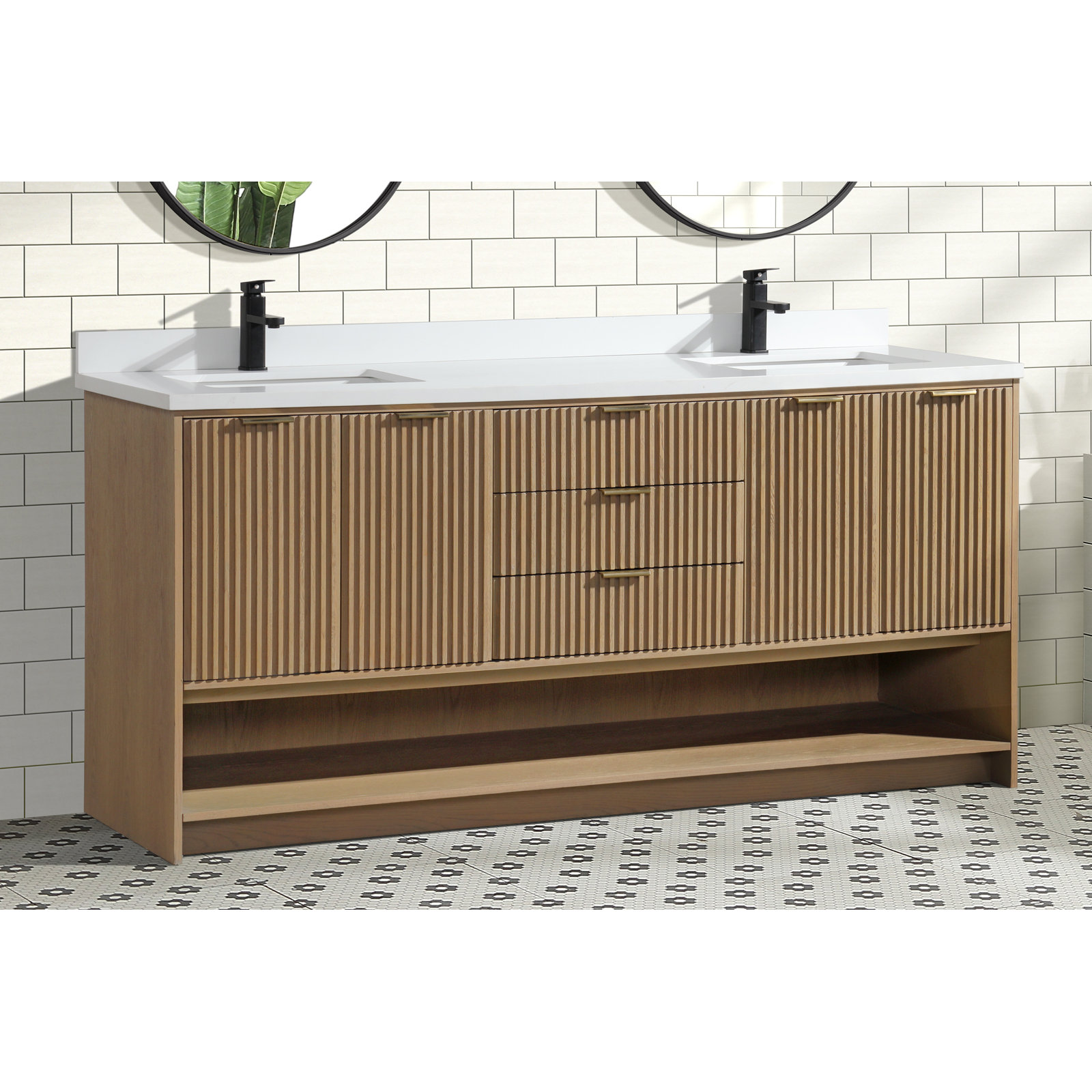 Anelie 72" Freestanding Bathroom Vanity Oak