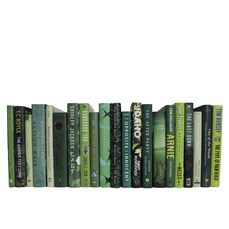 Decorative Books - Fern Dust Jacket Books - Green Books By The Foot
