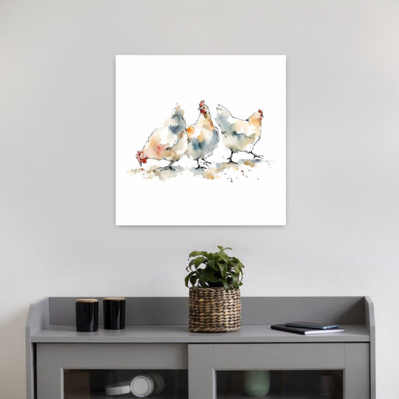 Watercolor Farm Hens by Natalie Bruns - Wrapped Canvas Print, 45.72 cm H x 45.72 cm W